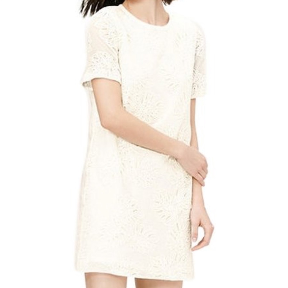 Anne Taylor Loft White 🌴 Palm Shift Mini Dress